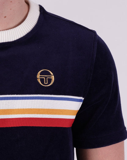 Sergio Tacchini Velour T Shirt Navy Blue