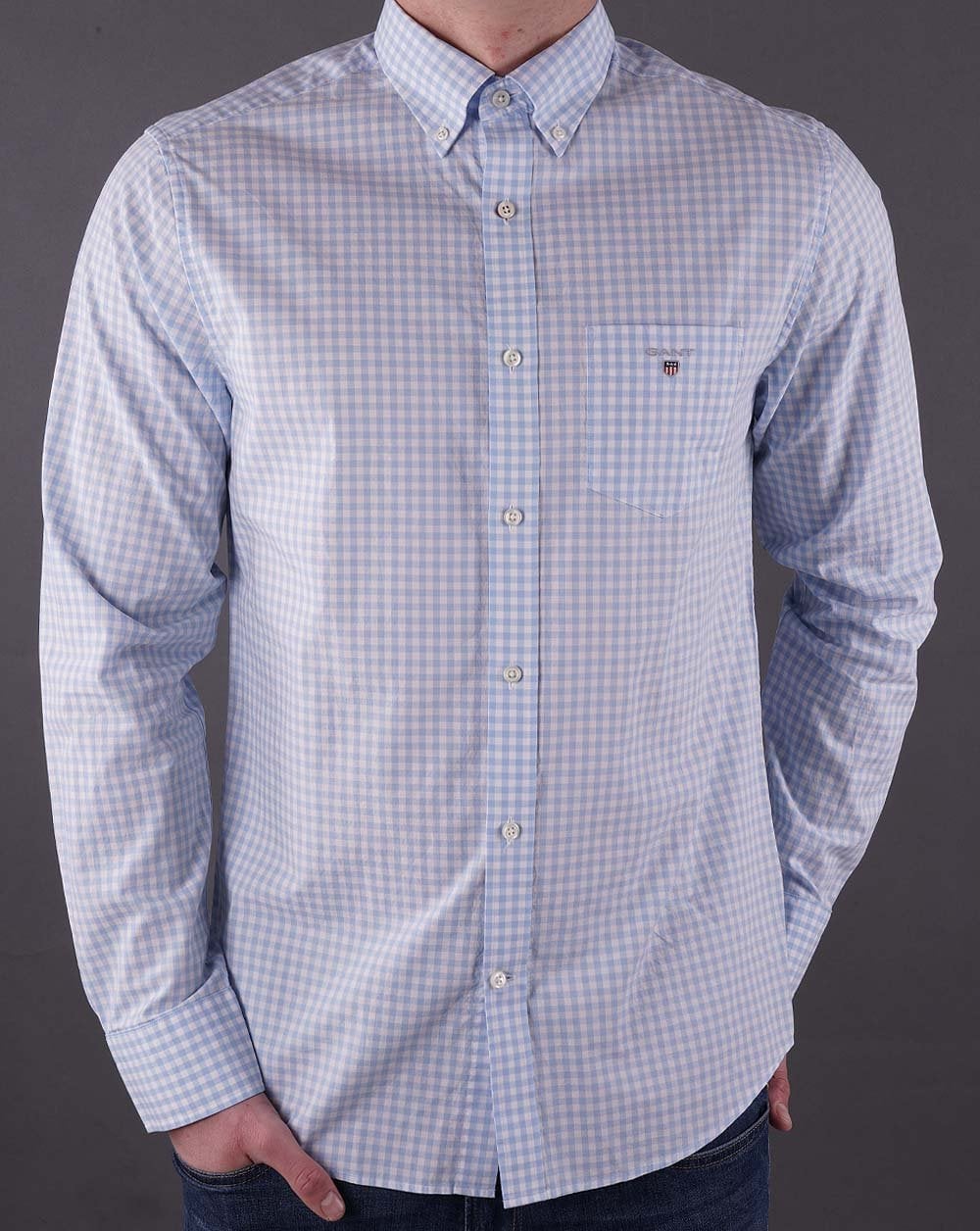 Gant Broadcloth Gingham Shirt Capri Blue