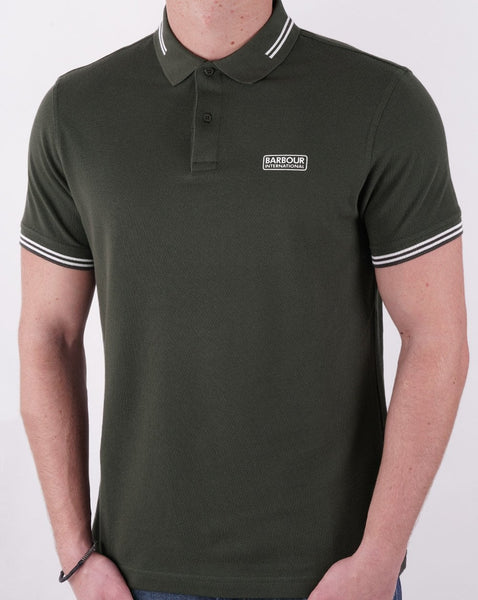 Barbour International Essential Tipped Polo Forest Green