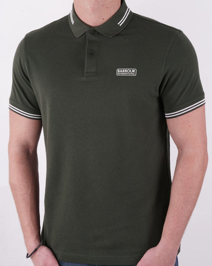 Barbour International Essential Tipped Polo Forest Green