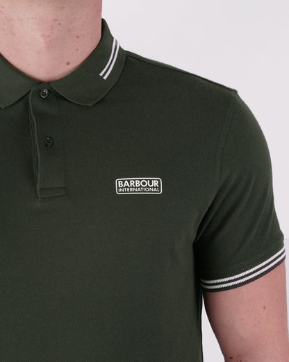 Barbour International Essential Tipped Polo Forest Green