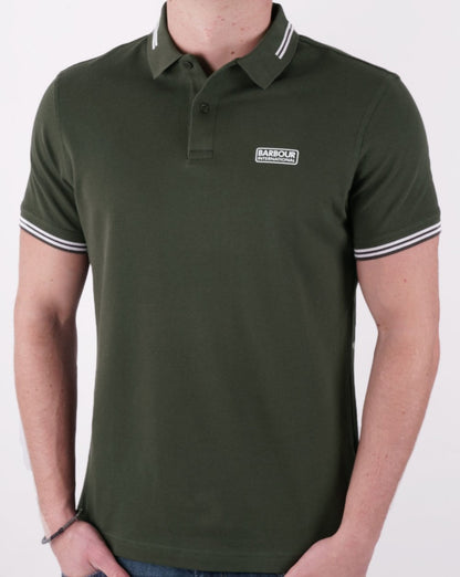Barbour International Essential Tipped Polo Forest Green