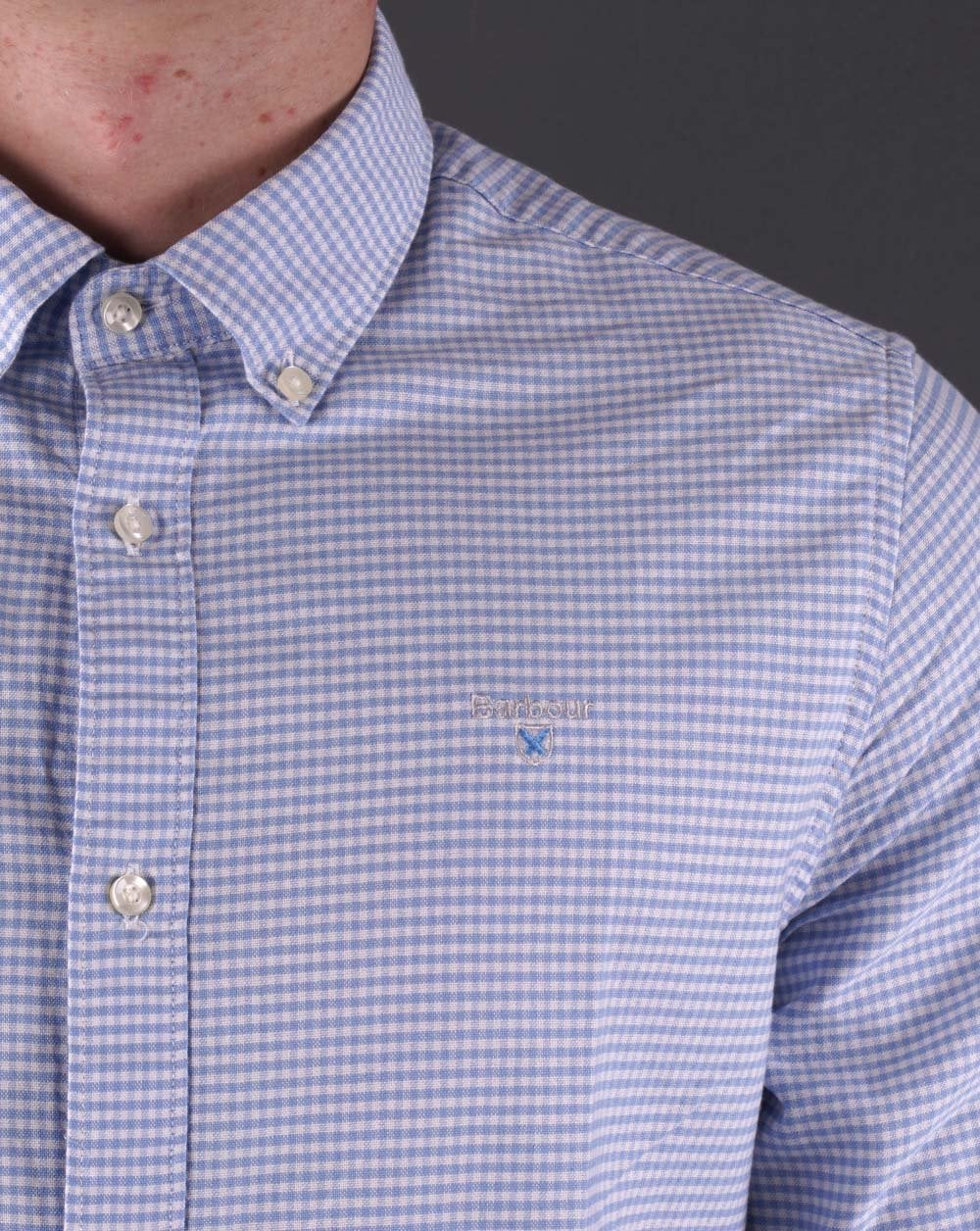 Barbour Gingham Oxtown Shirt Sky Blue