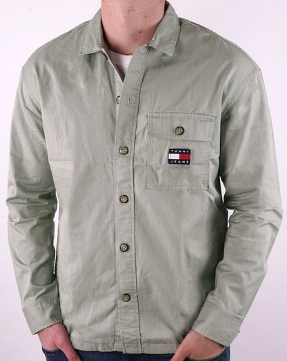 Tommy Jeans Cotton Overshirt Faded Green