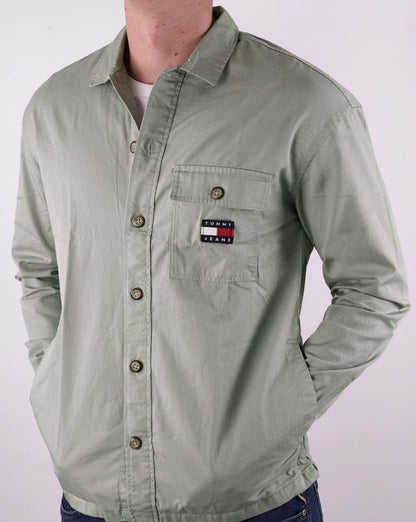 Tommy Jeans Cotton Overshirt Faded Green