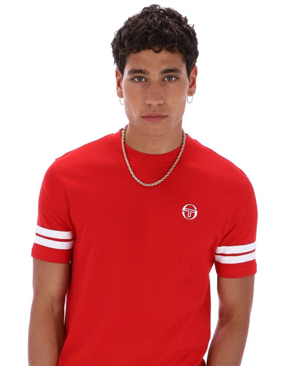 Sergio Tacchini 2 Stripe T Shirt Red White