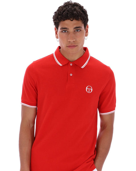 Sergio Tacchini Tipped Polo Shirt Dark Red/White