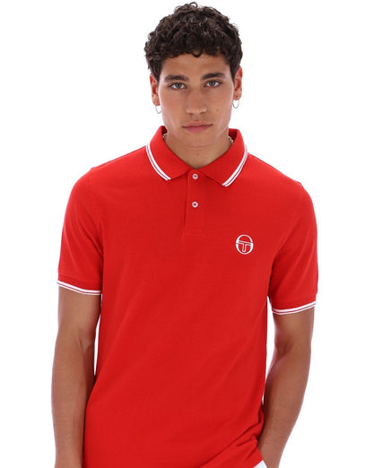 Sergio Tacchini Tipped Polo Shirt Dark Red/White