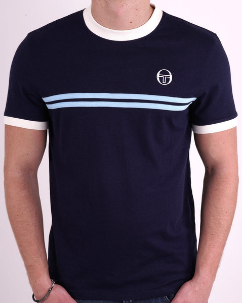 Sergio Tacchini Supermac T Shirt Navy Blue/Sky/Gardenia