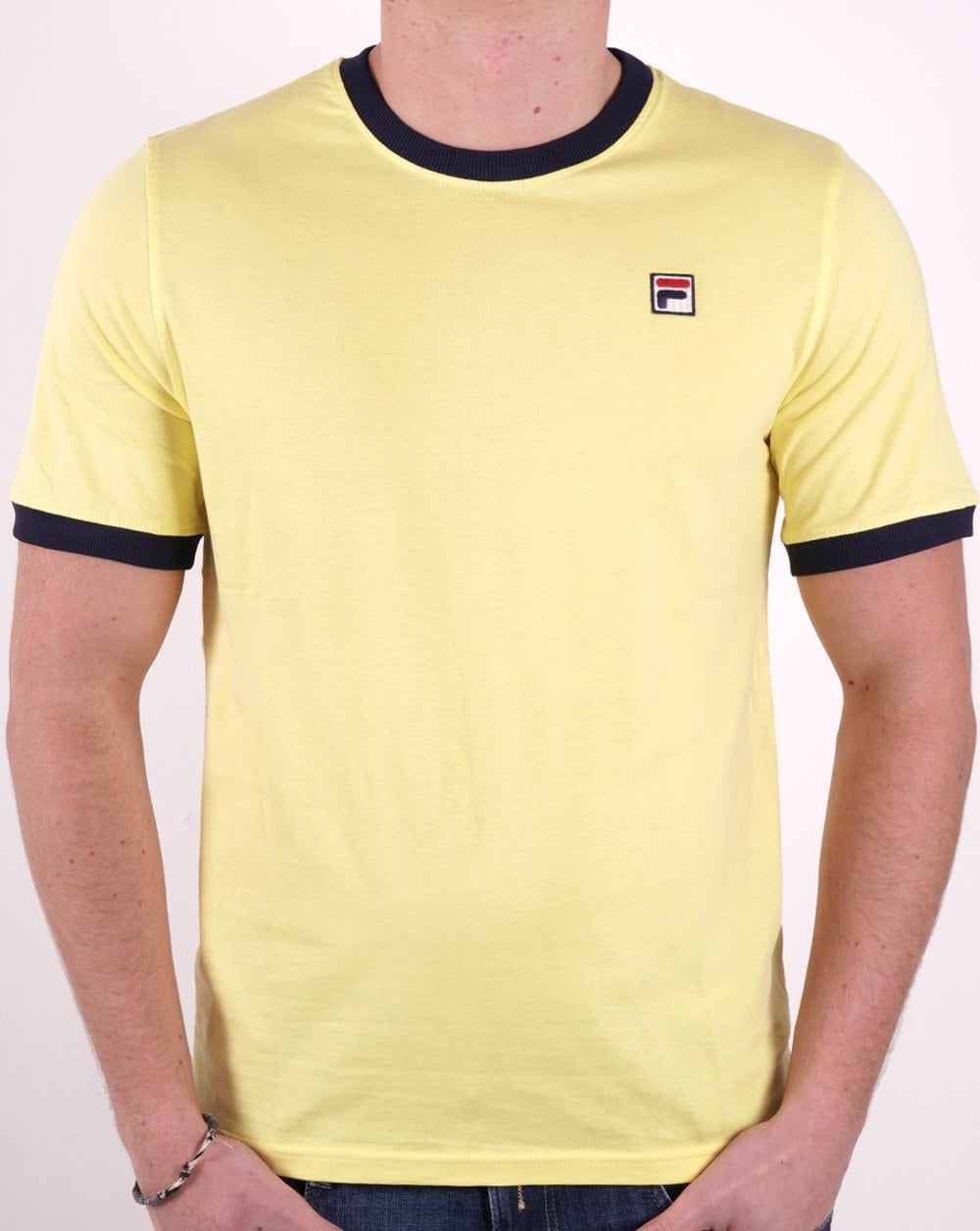 Fila Vintage Ringer T Shirt Yellow/Navy