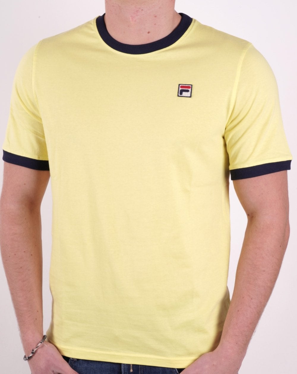 Fila Vintage Ringer T Shirt Yellow/Navy