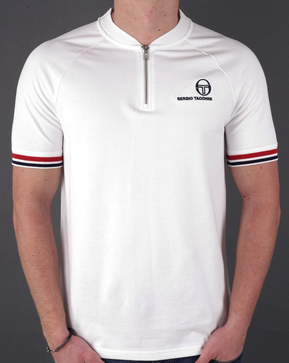 Sergio Tacchini Henley Zip T-shirt White