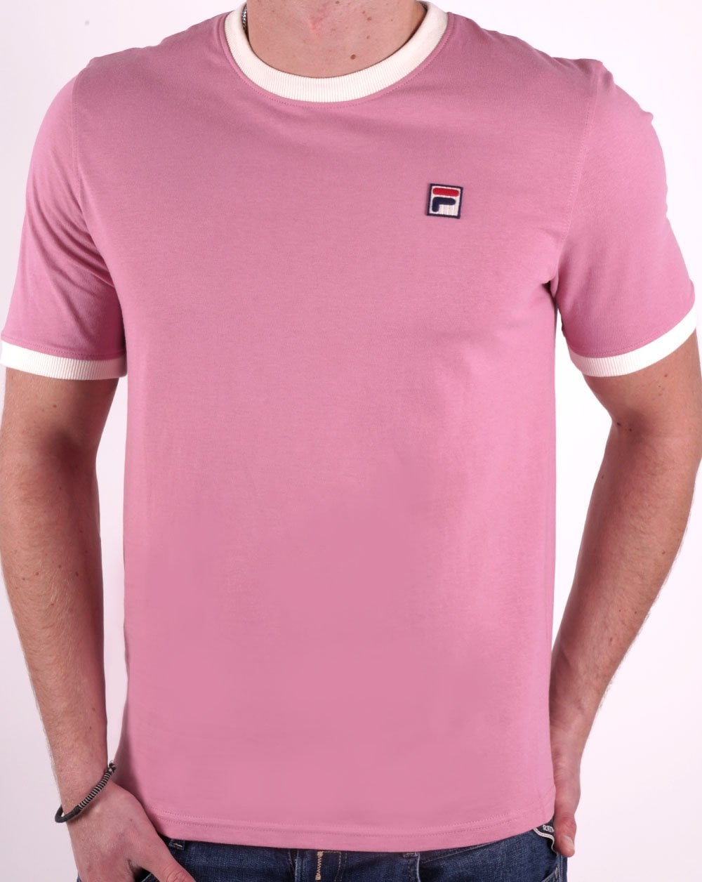 Fila Vintage Ringer T Shirt Foxglove Pink/Off White