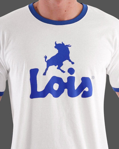 Lois Ringer Logo T Shirt White/Royal