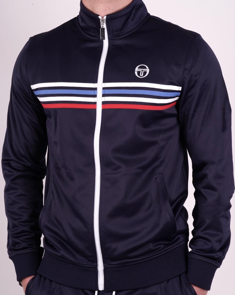 Sergio Tacchini Multi Stripe Track Top Navy Blue
