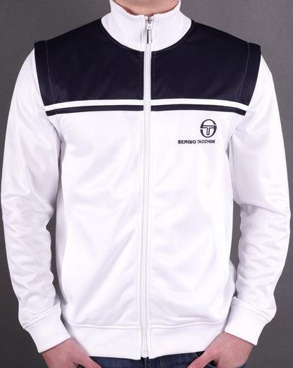 Sergio Tacchini Young Line Zip Off Track Top White Navy