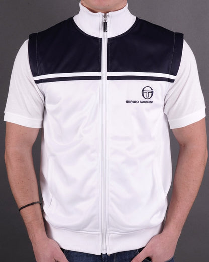 Sergio Tacchini Young Line Zip Off Track Top White Navy
