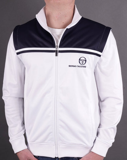 Sergio Tacchini Young Line Zip Off Track Top White Navy