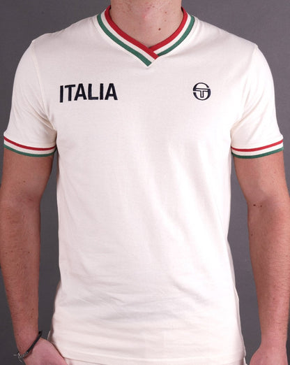 Sergio Tacchini Italia V Neck T Shirt Buttercream