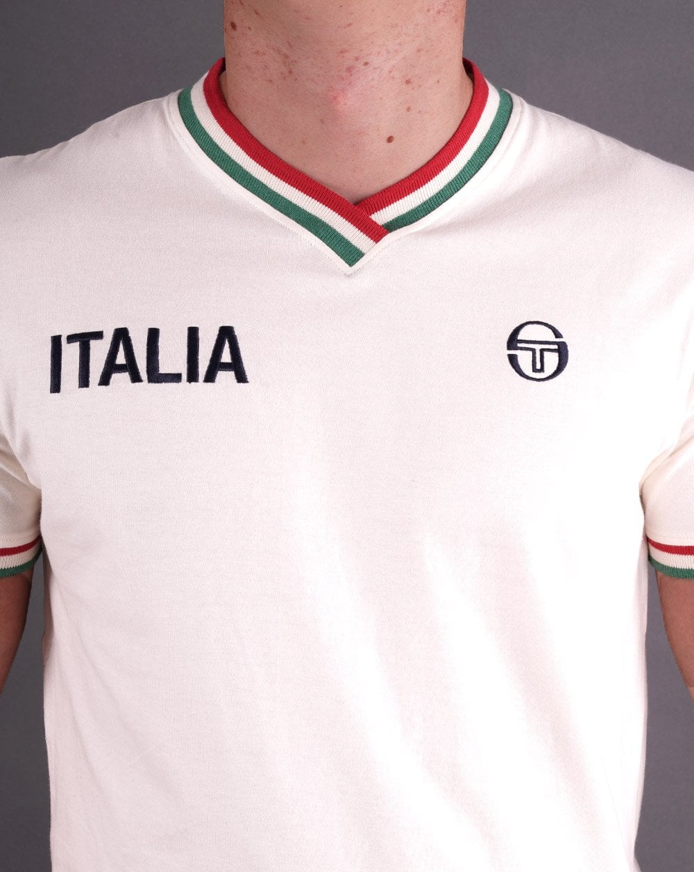 Sergio Tacchini Italia V Neck T Shirt Buttercream