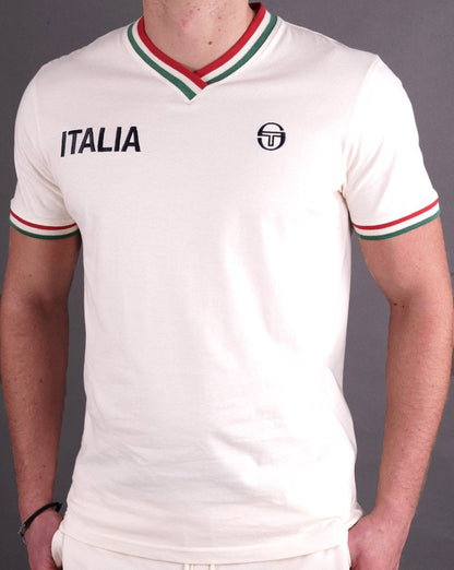Sergio Tacchini Italia V Neck T Shirt Buttercream