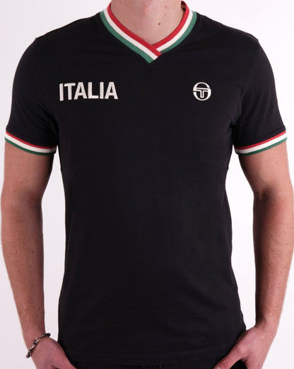 Sergio Tacchini Italia V Neck T Shirt Black