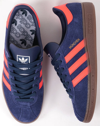 Adidas Munchen Trainers Navy Bright Red