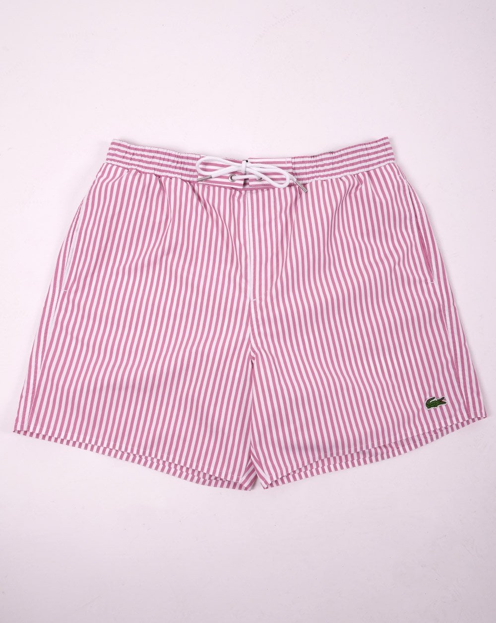 Lacoste Stripe Swim Shorts Pink/White
