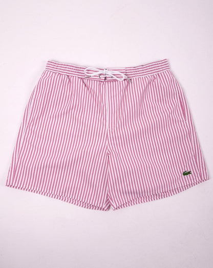 Lacoste Stripe Swim Shorts Pink/White
