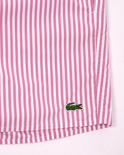 Lacoste Stripe Swim Shorts Pink/White