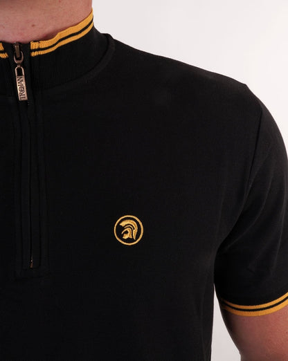 Trojan Tipped Funnel Zip Neck Black
