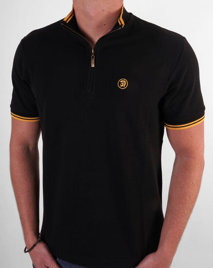 Trojan Tipped Funnel Zip Neck Black