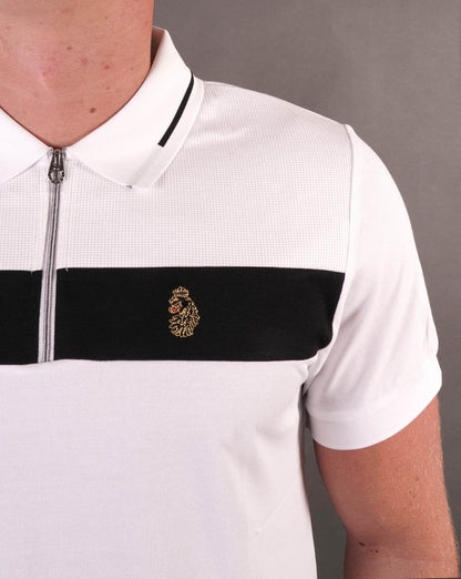 Luke Sport 1/4 Zip Lock Polo Shirt White/Black