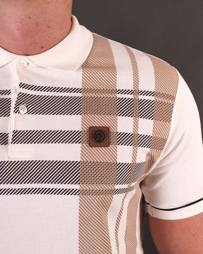 Trojan Oversize Check Panel Polo Ecru