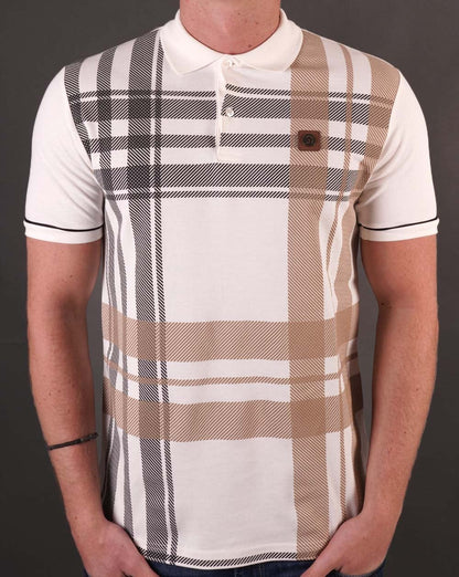 Trojan Oversize Check Panel Polo Ecru