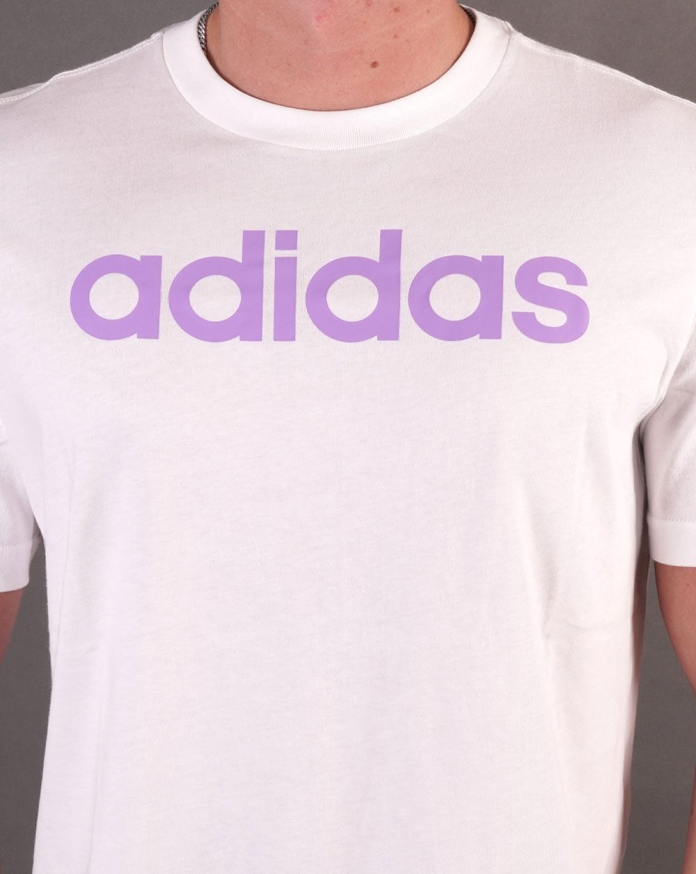 Adidas Linear Logo T Shirt White/Violet
