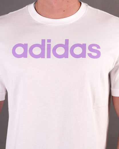 Adidas Linear Logo T Shirt White/Violet