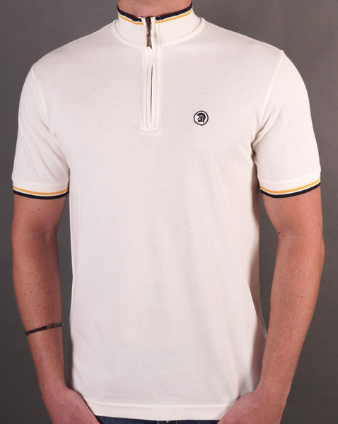 Trojan Tipped Funnel Zip Neck Ecru