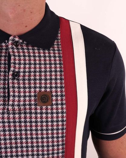 Trojan Houndstooth Panel Polo Navy