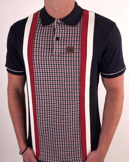 Trojan Houndstooth Panel Polo Navy