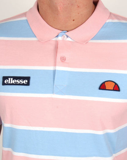 Ellesse Dyer Striped Polo Shirt Pink/Sky