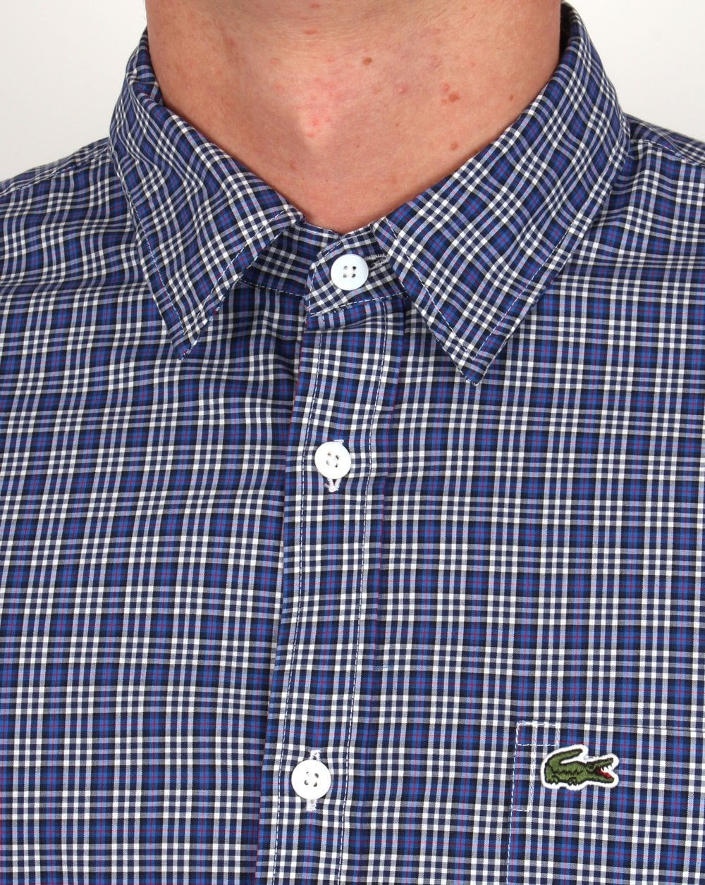Lacoste Long Sleeve Check Shirt Navy / White