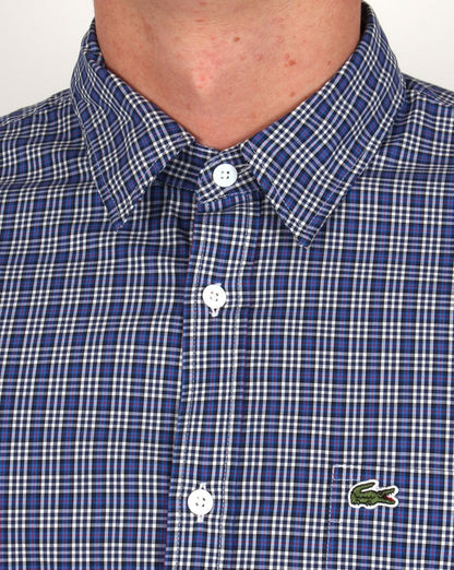 Lacoste Long Sleeve Check Shirt Navy / White