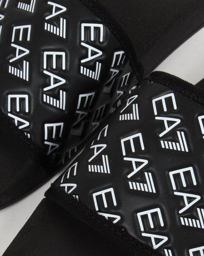 EA7 AOP Sliders Black/White
