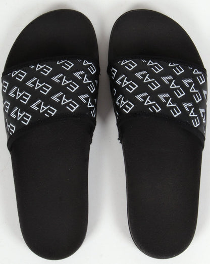 EA7 AOP Sliders Black/White