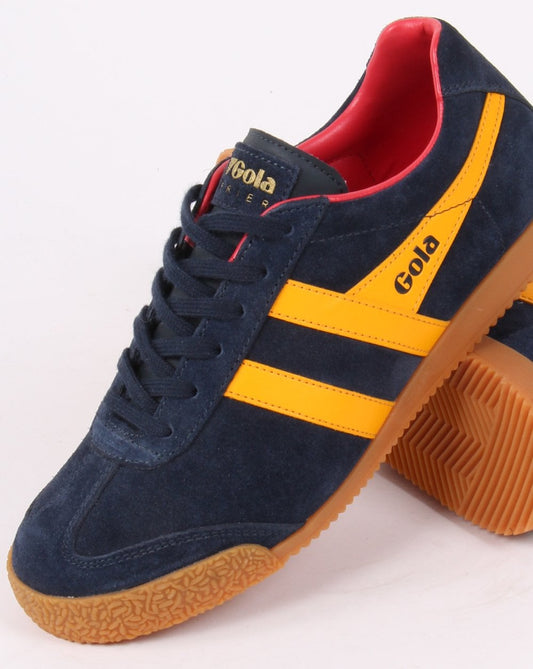 Gola Harrier Suede Trainer Navy / Golden Yellow