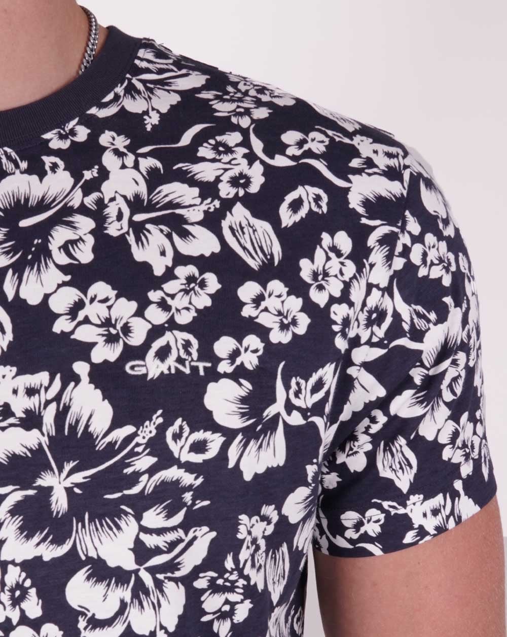 Gant Floral Print T-shirt Navy Blue