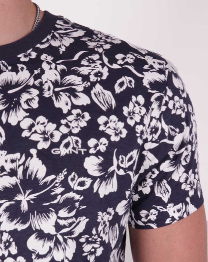 Gant Floral Print T-shirt Navy Blue