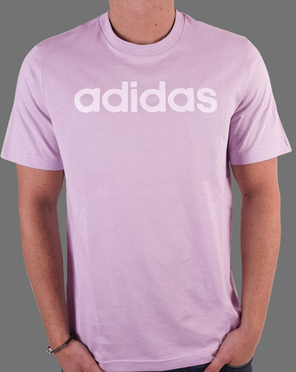 Adidas Linear Logo T Shirt Lilac/White