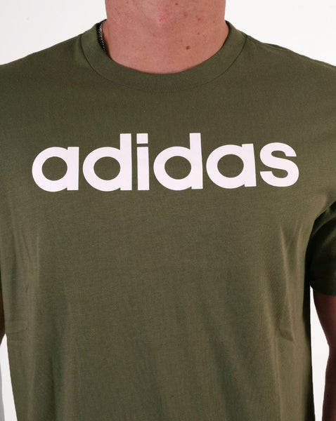 Adidas Linear Logo T Shirt Olive Green
